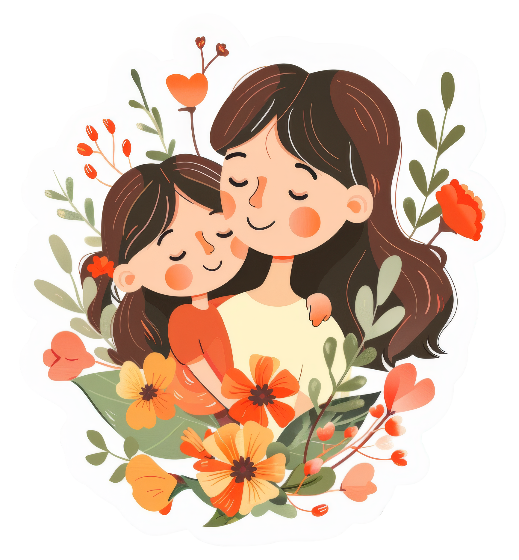 Preview for Mother-daughter-cartoon-illustration-mothers-day-sticker-46b08