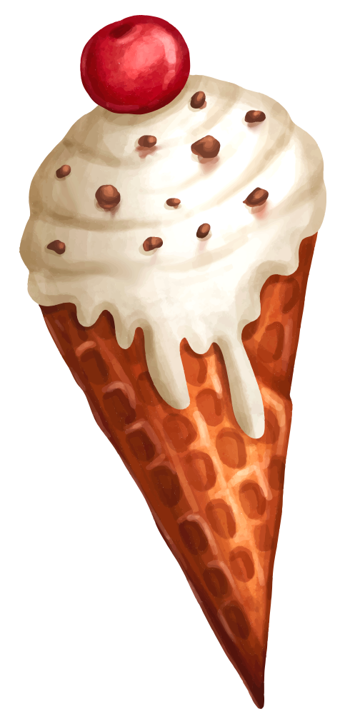 Preview for Waffle-ice-cream-cone-chocolate-chips-cherry-sticker-3d045