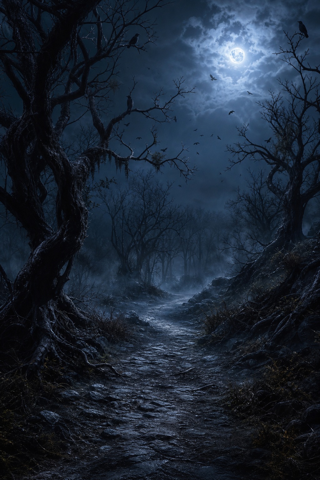 Preview for Moonlit Dark Fantasy Forest Background