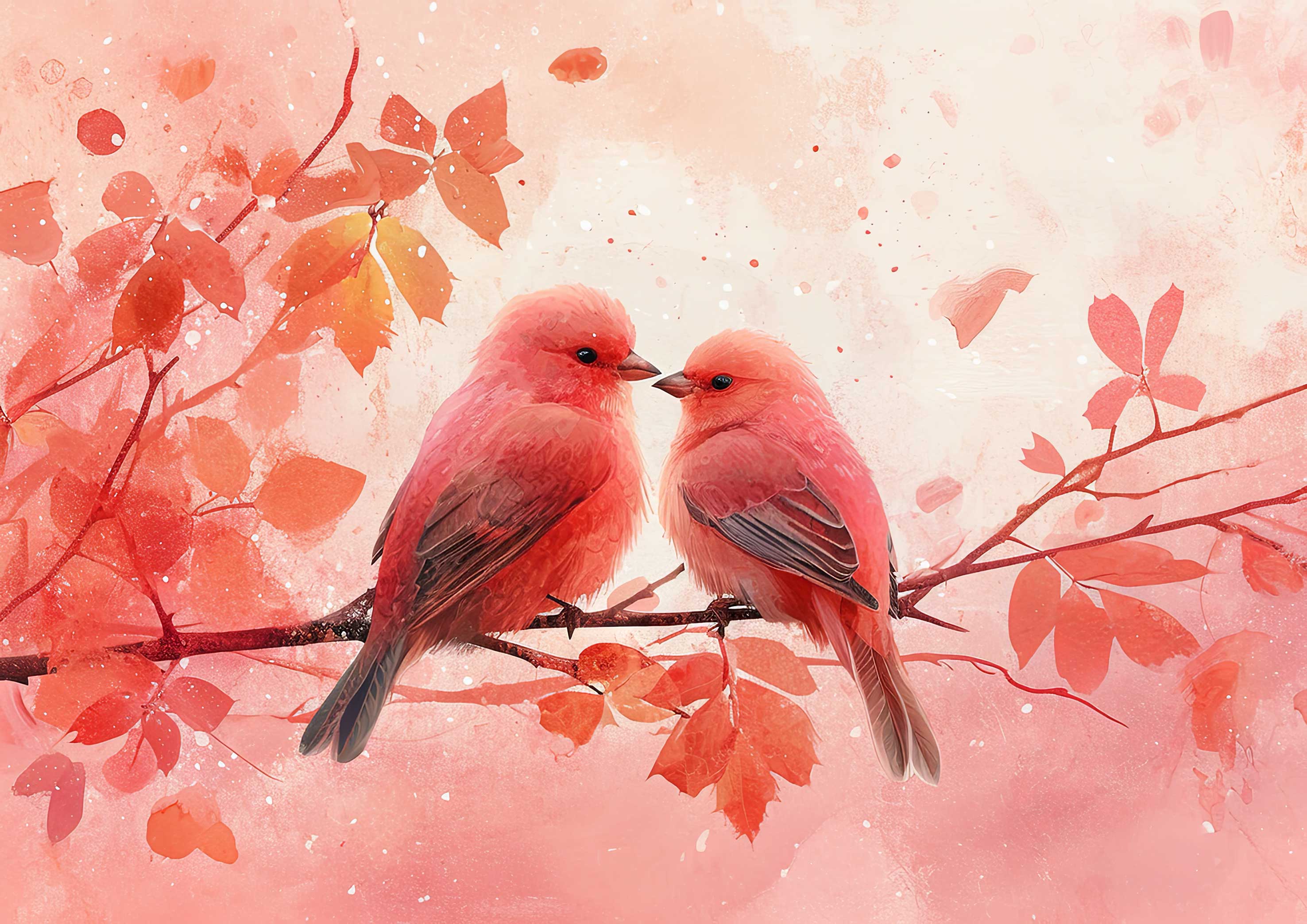 Preview for Romantic-birds-autumn-branch-love-background-0ba5d