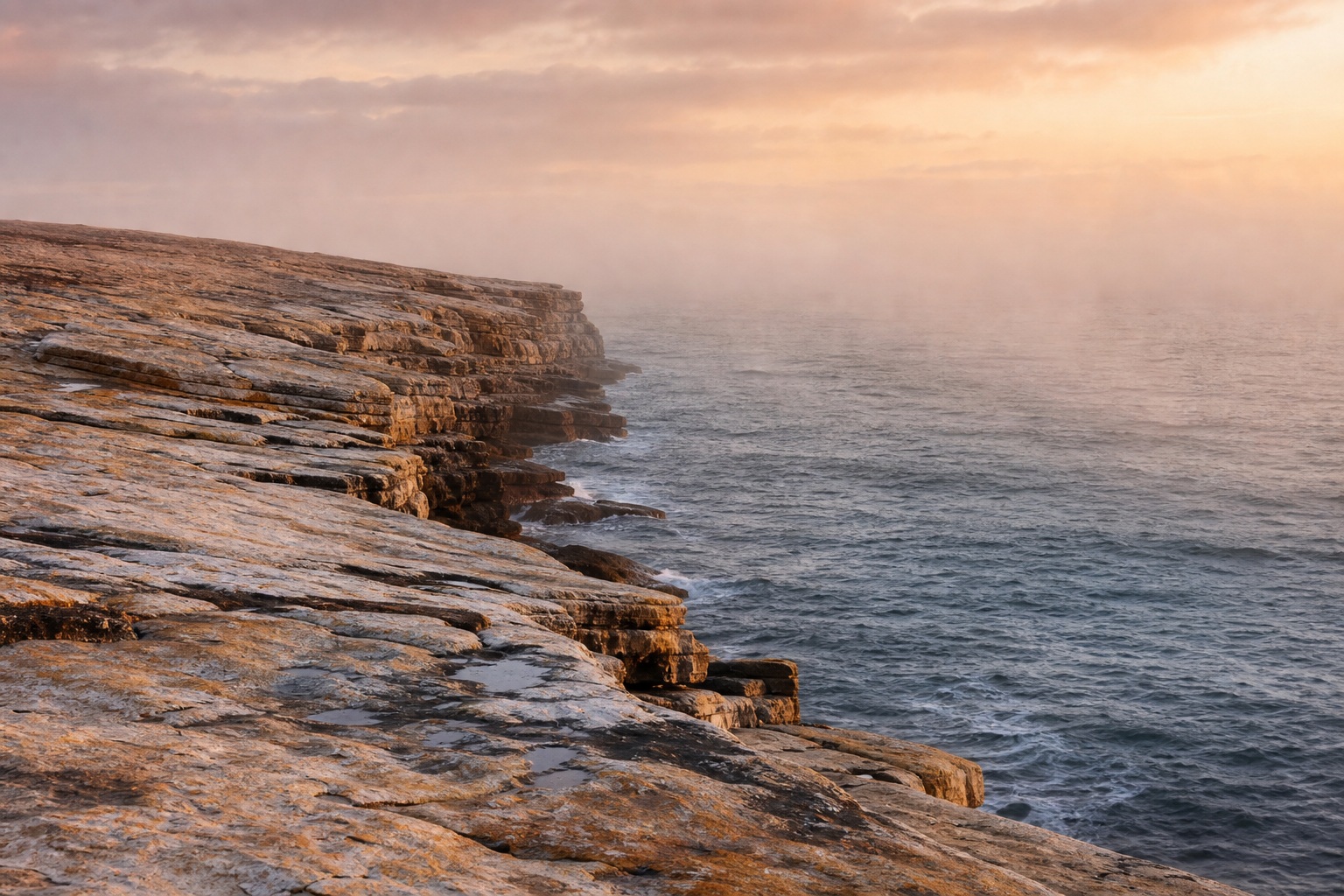 Preview for Dawn Peach Coastal Cliffs Stock Background