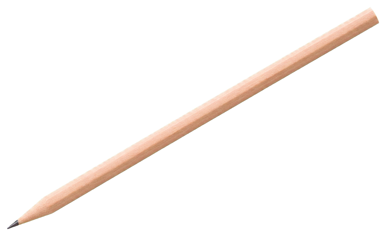 A realistic wooden pencil with a blank body and sharpened tip