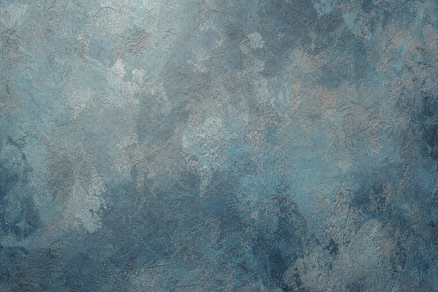 Slate cyan worn plaster surface with weathered texture and mottled tonal variation