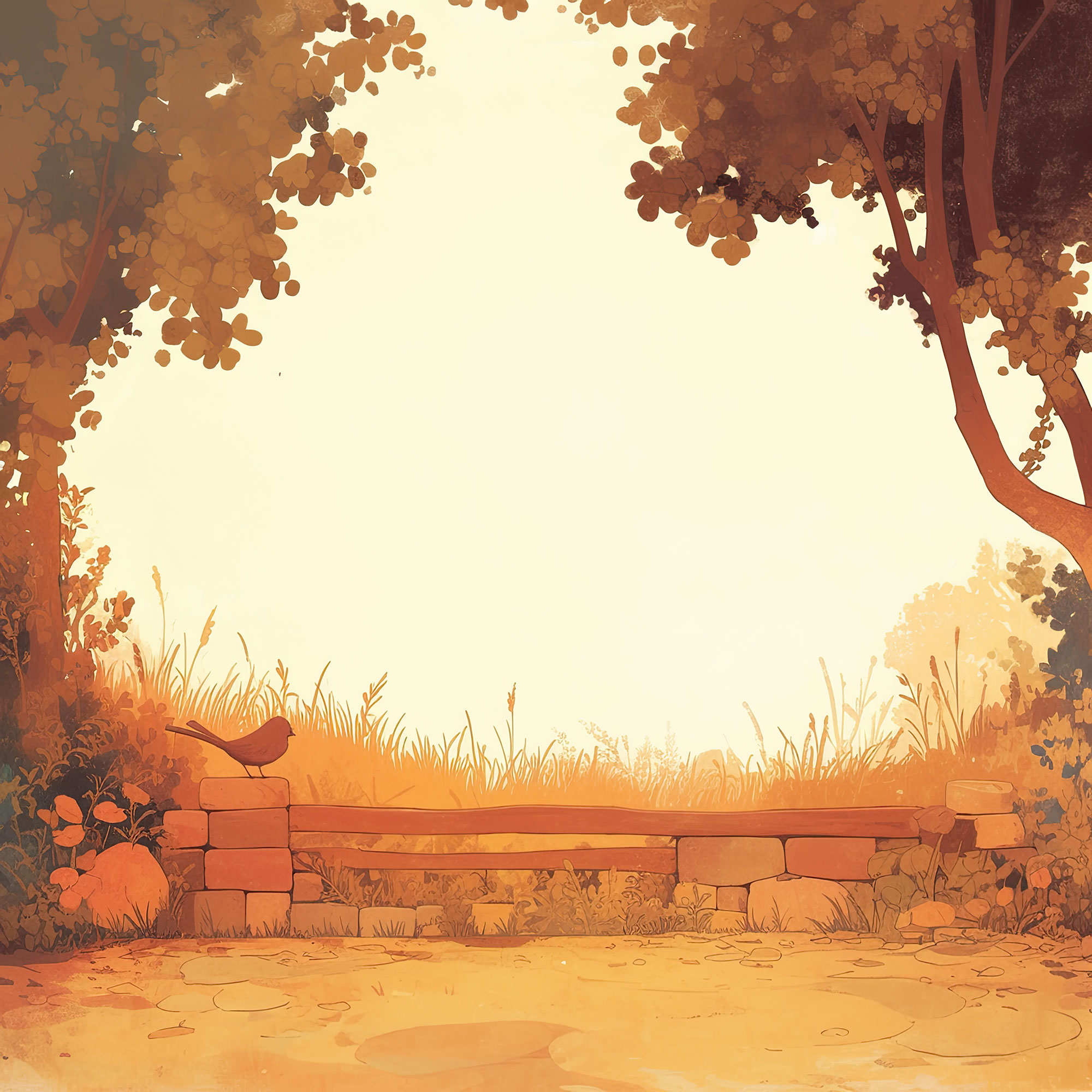 Preview for Serene-garden-bench-nature-backdrop-background-1135d