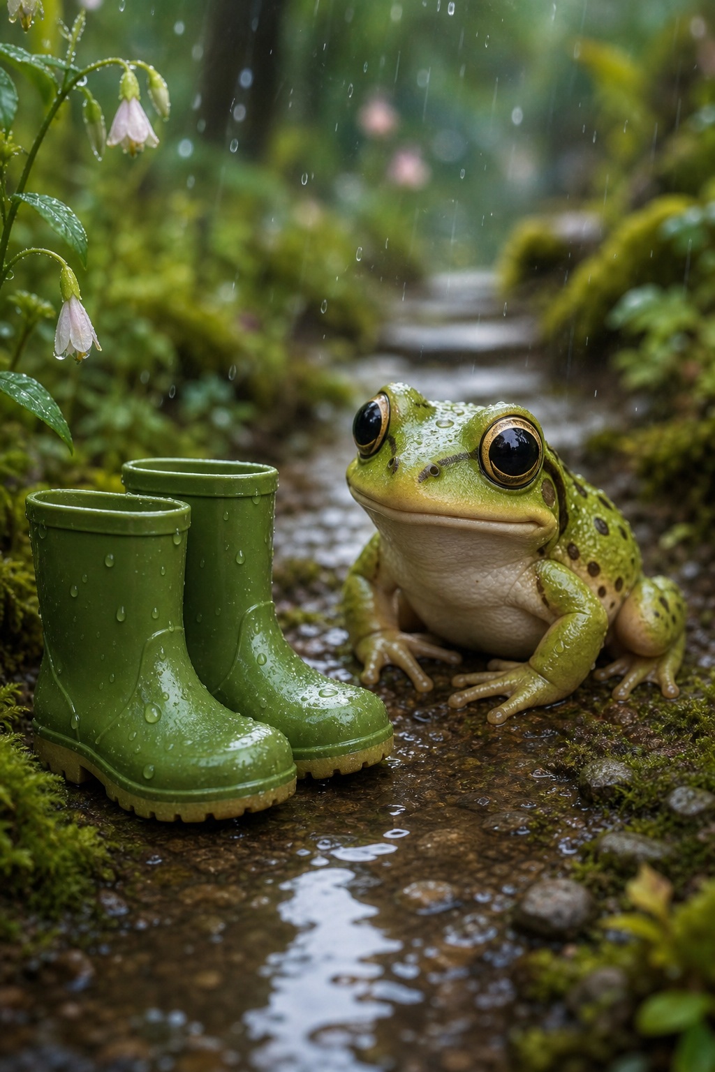 Preview for Cute Frog In Rain Boots Stock Background