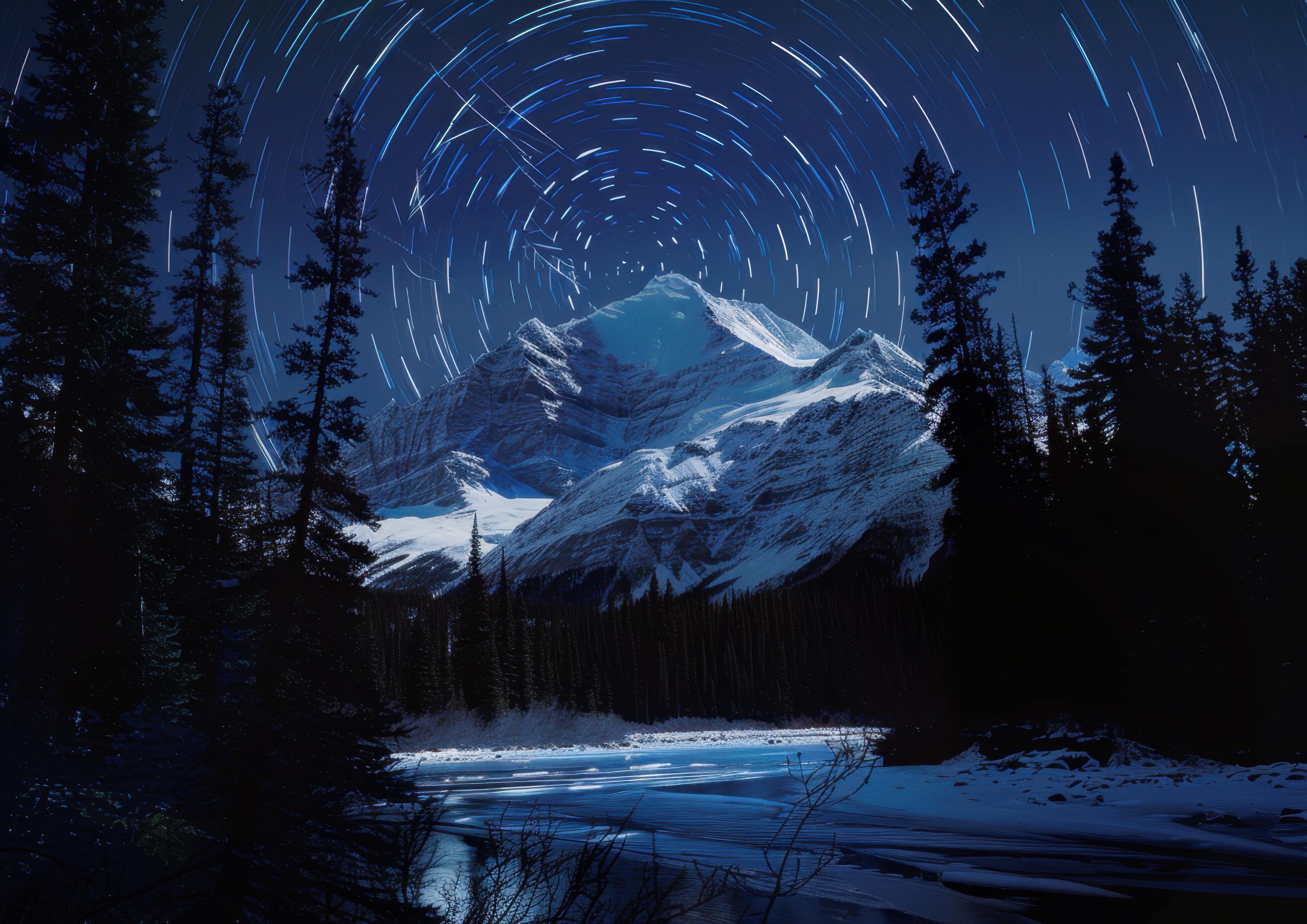 Preview for Snowy-mountain-night-sky-astrophotography-photo-background-470c8