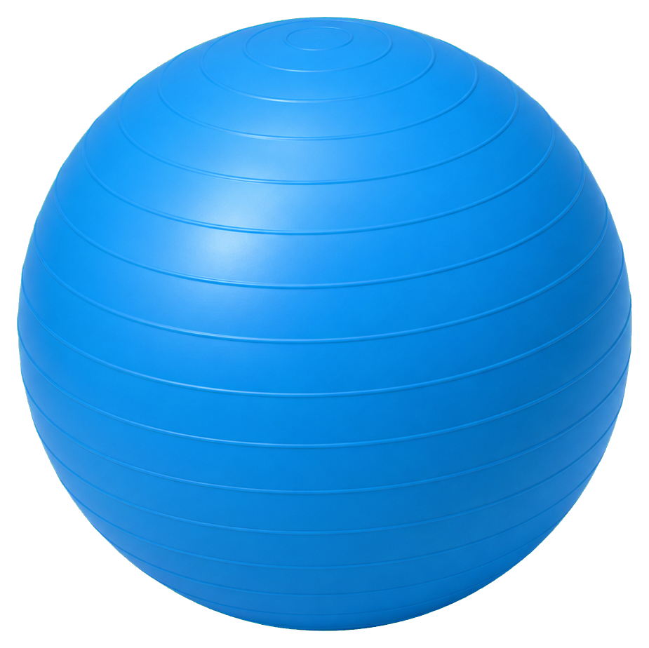 Blue balance ball with ribbed texture, shown as a fitness sticker.