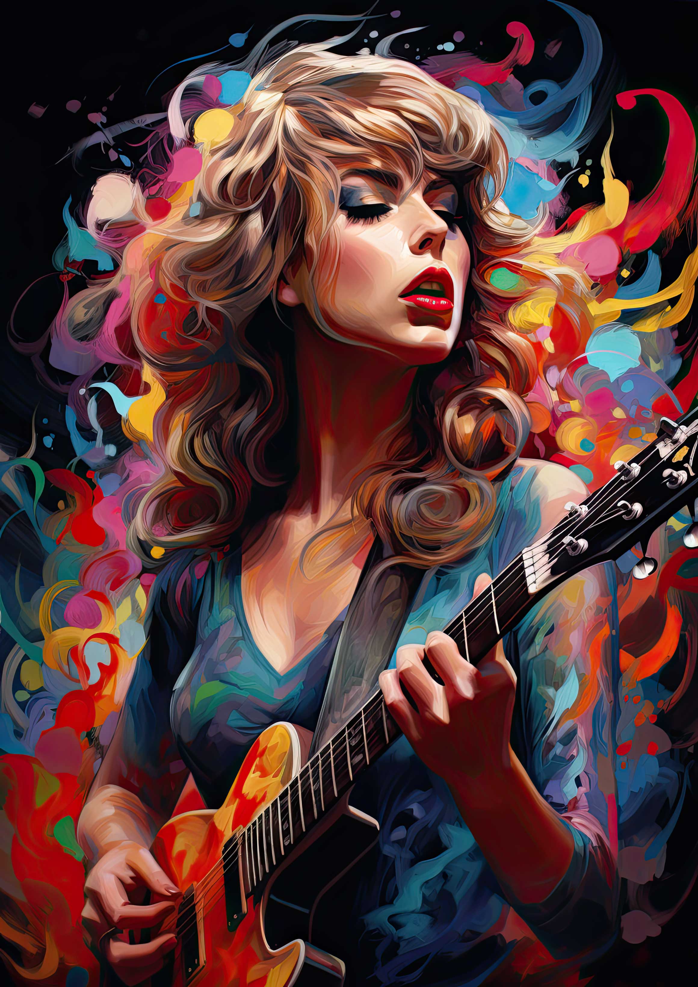 Preview for Colorful-guitarist-art-portrait-taylor-swift-background-7509e