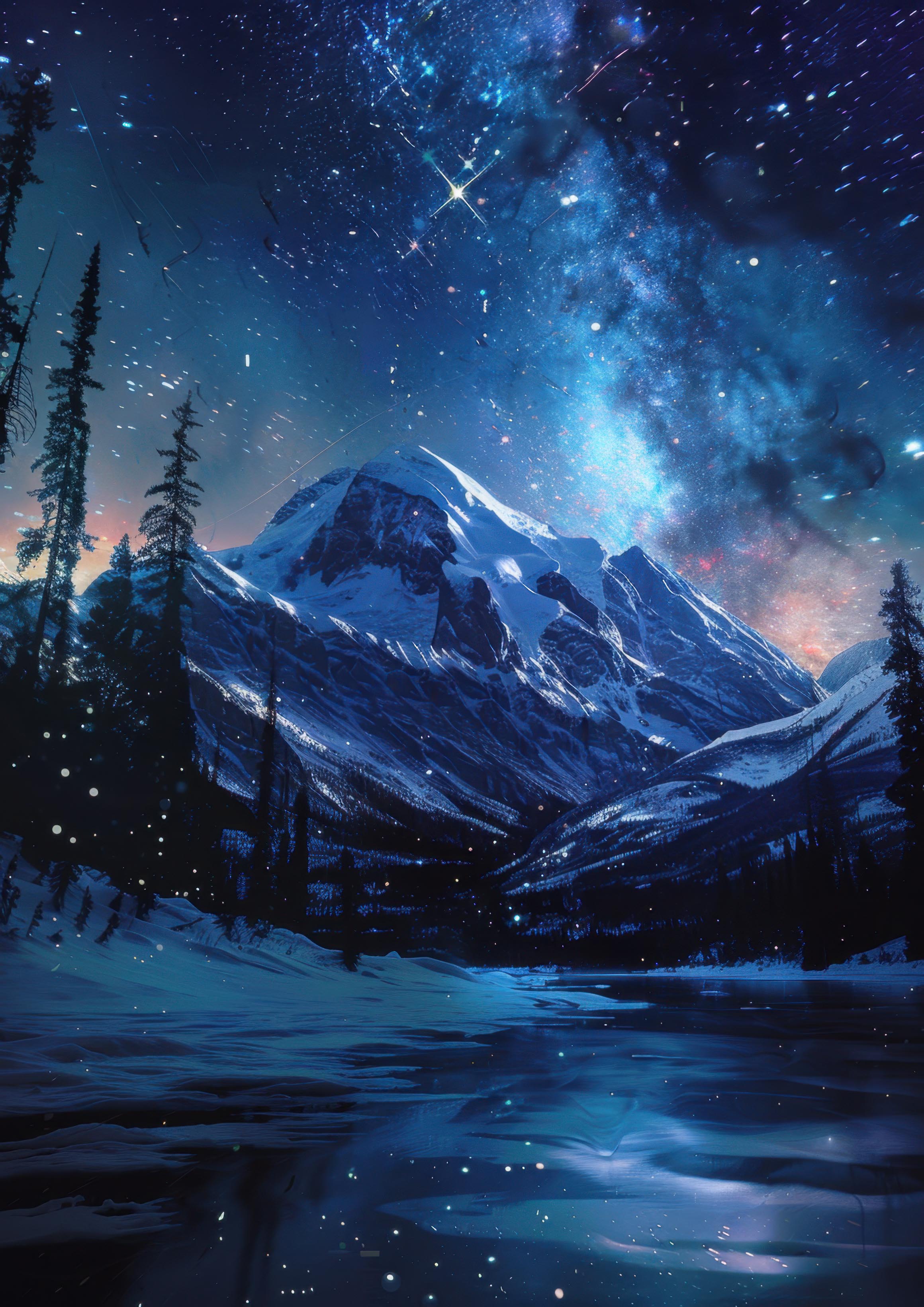 Preview for Snowy-mountain-under-starry-night-sky-astrophotography-photo-bac-9e32a