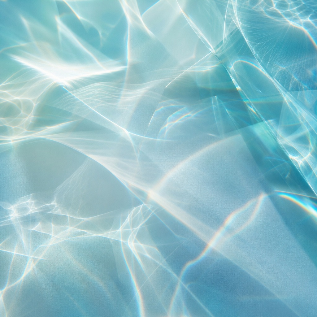 Abstract blue light refraction with soft glass-like caustic patterns and shadows.
