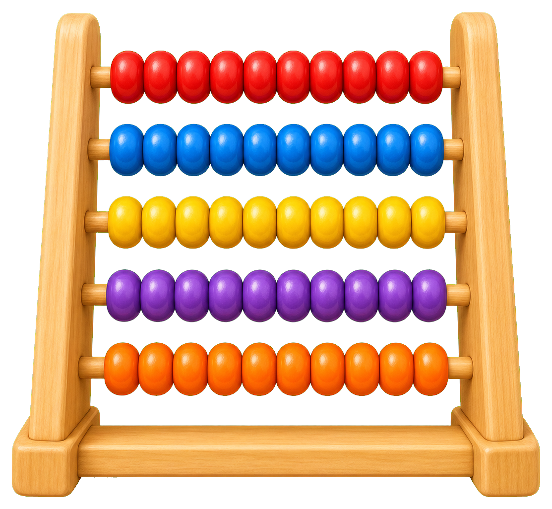 Colorful wooden abacus with rows of beads and no numbers shown