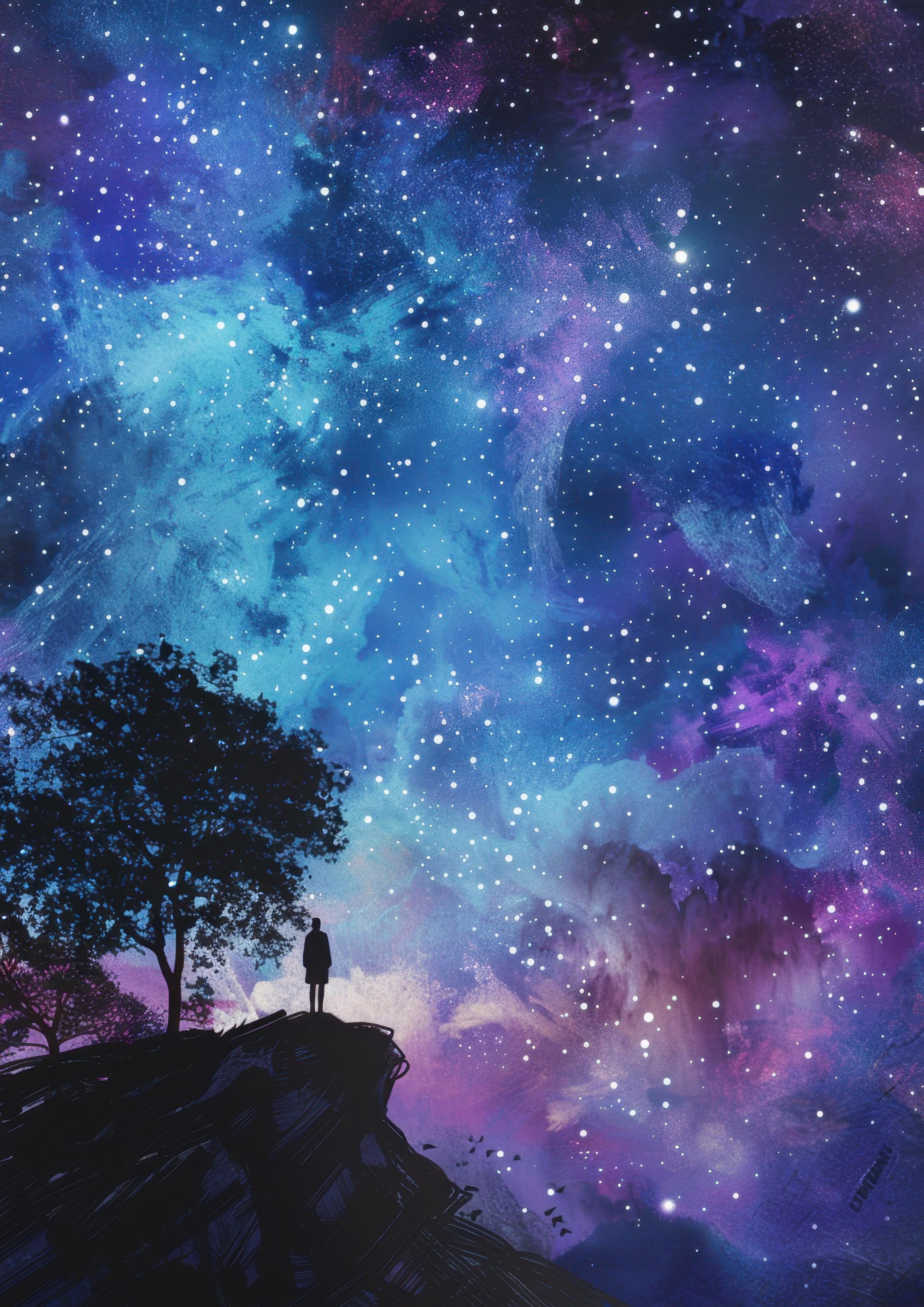 Preview for Contemplative-night-sky-silhouette-astrophotography-photo-backgr-68bd7