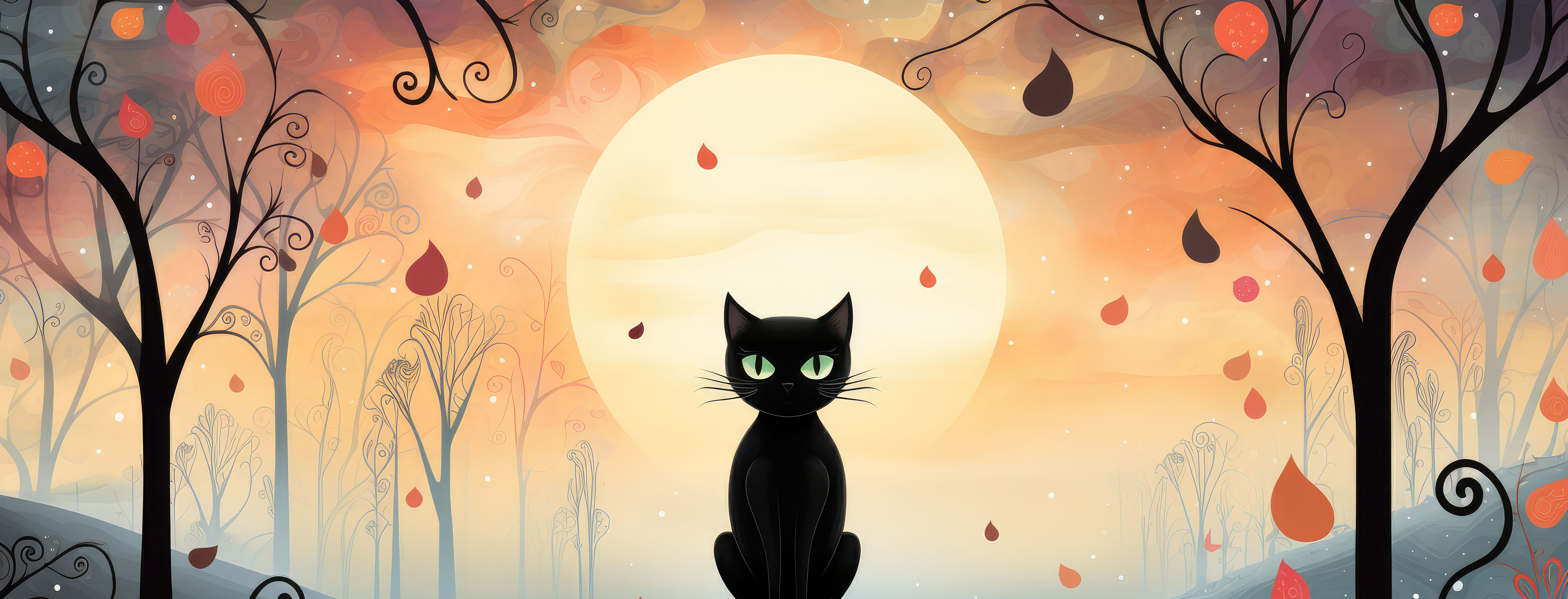 Preview for Black-cat-autumn-landscape-halloween-cover-background-0fae8