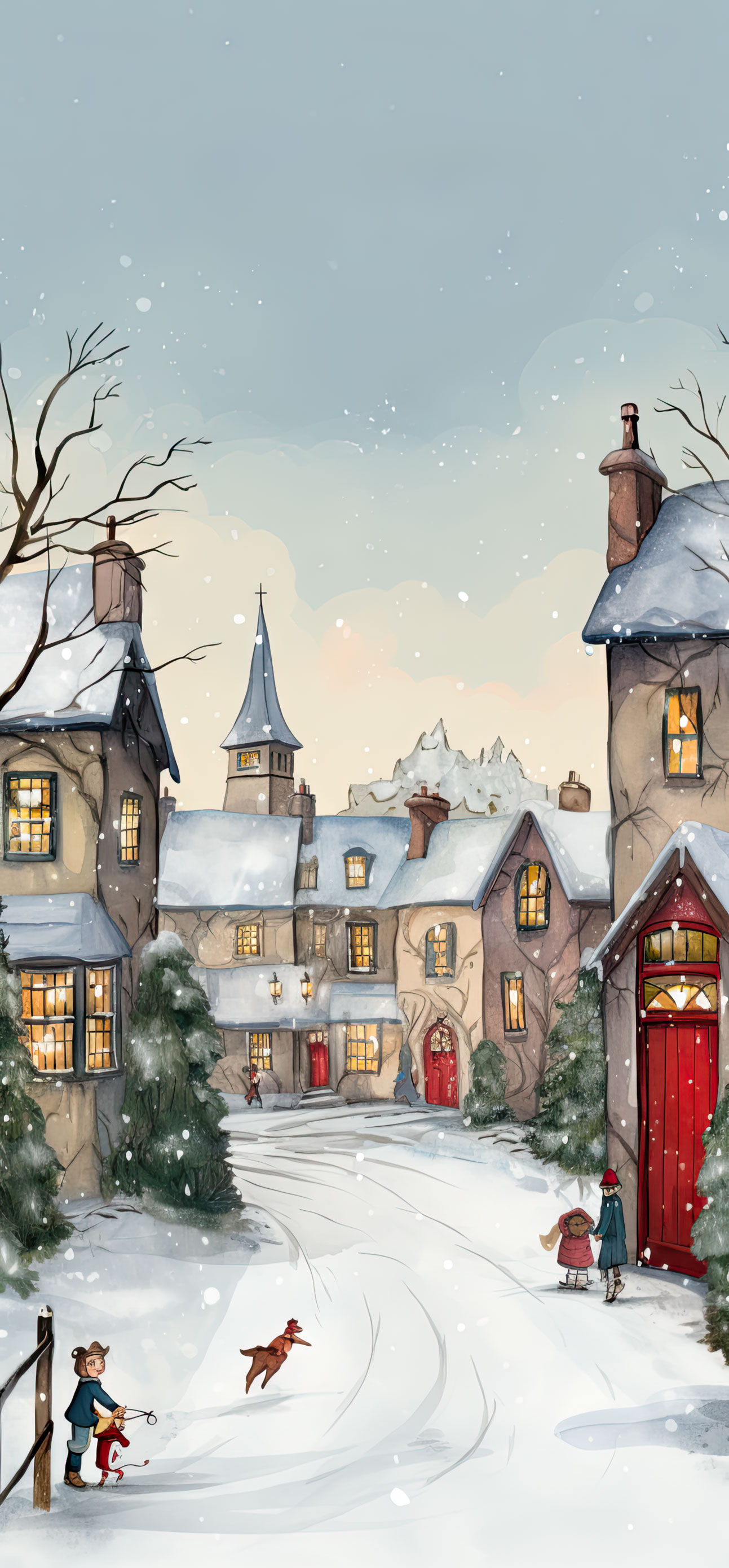 Preview for Winter-village-scene-christmas-phone-background-1130e