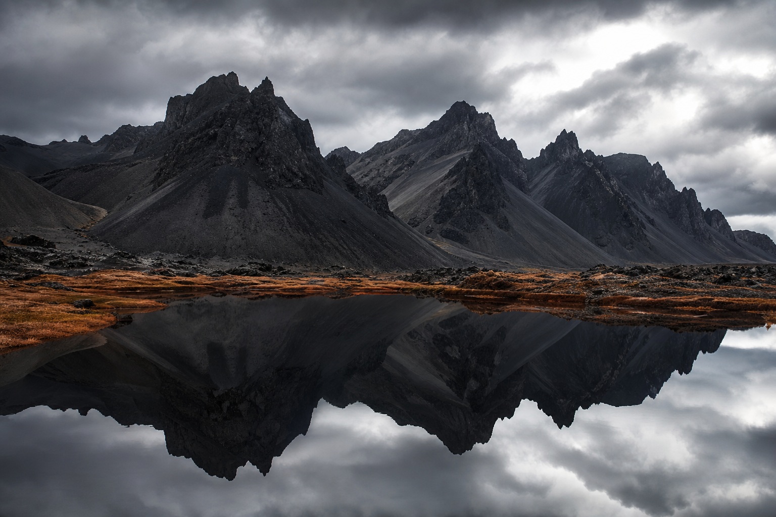 Preview for Black Volcanic Mountain Reflection Background