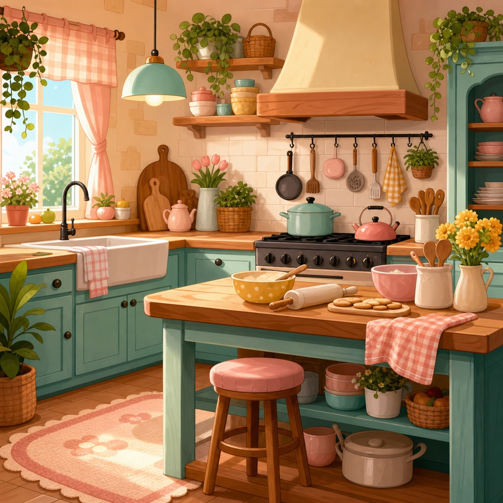 Preview for Cozy Cartoon Kitchen Pastel Background