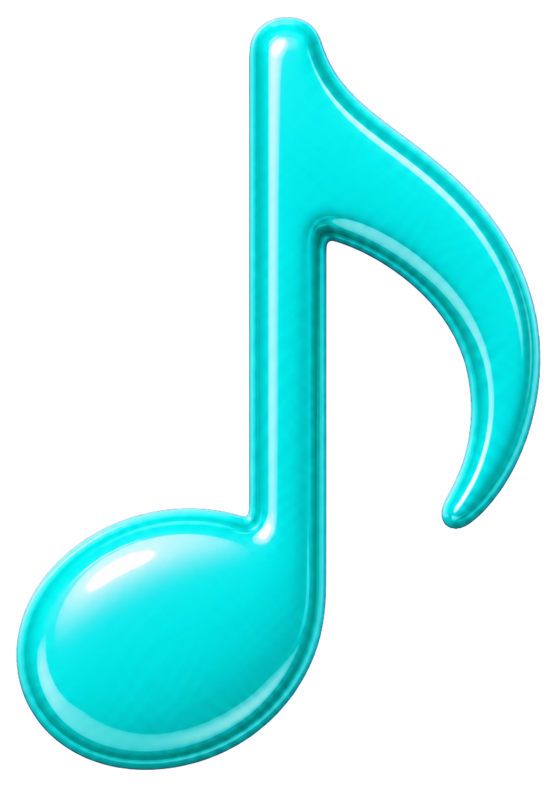 Turquoise eighth note music symbol sticker on a white background.
