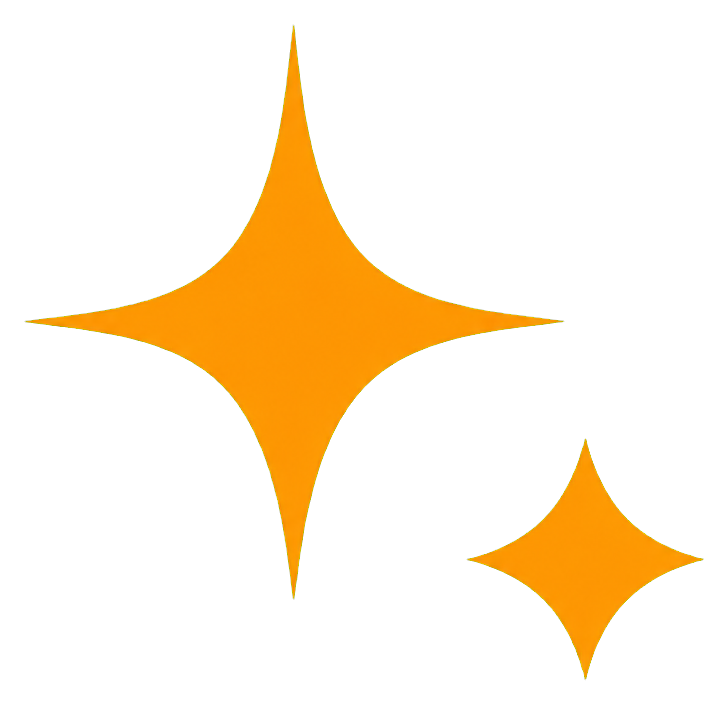 Two yellow sparkle star shapes on a transparent background