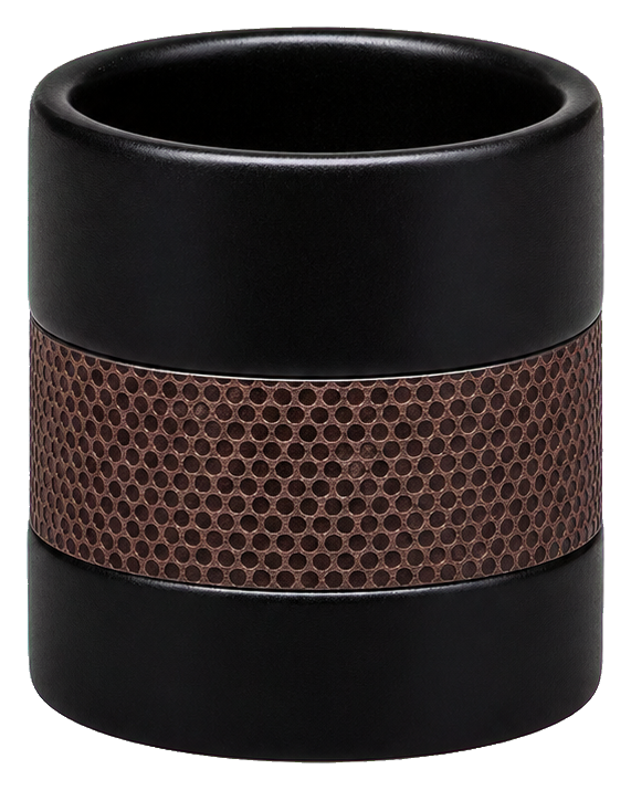 Black ceramic match striker with a textured band around the middle