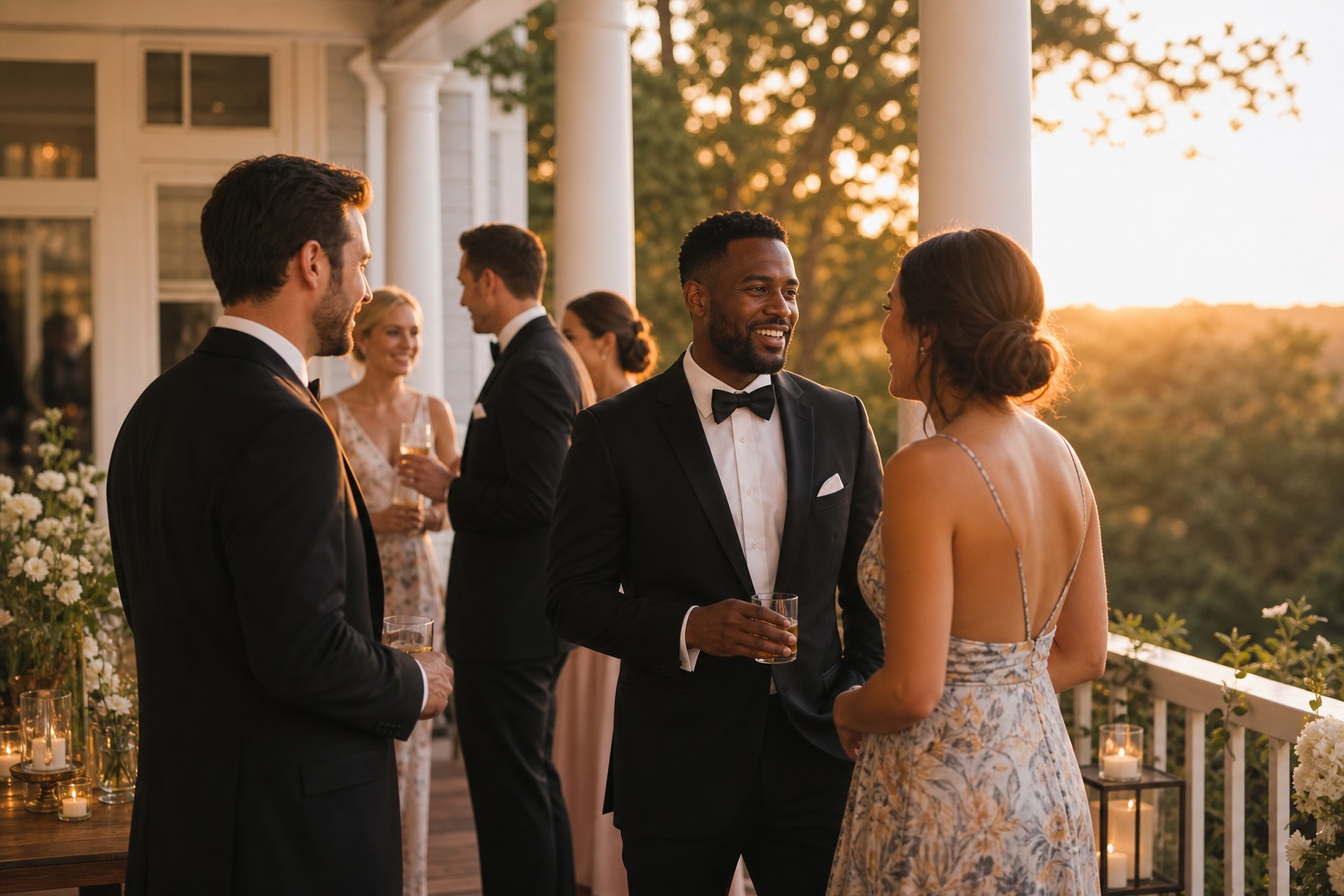 Preview for Wedding Guests At Sunset Stock Background