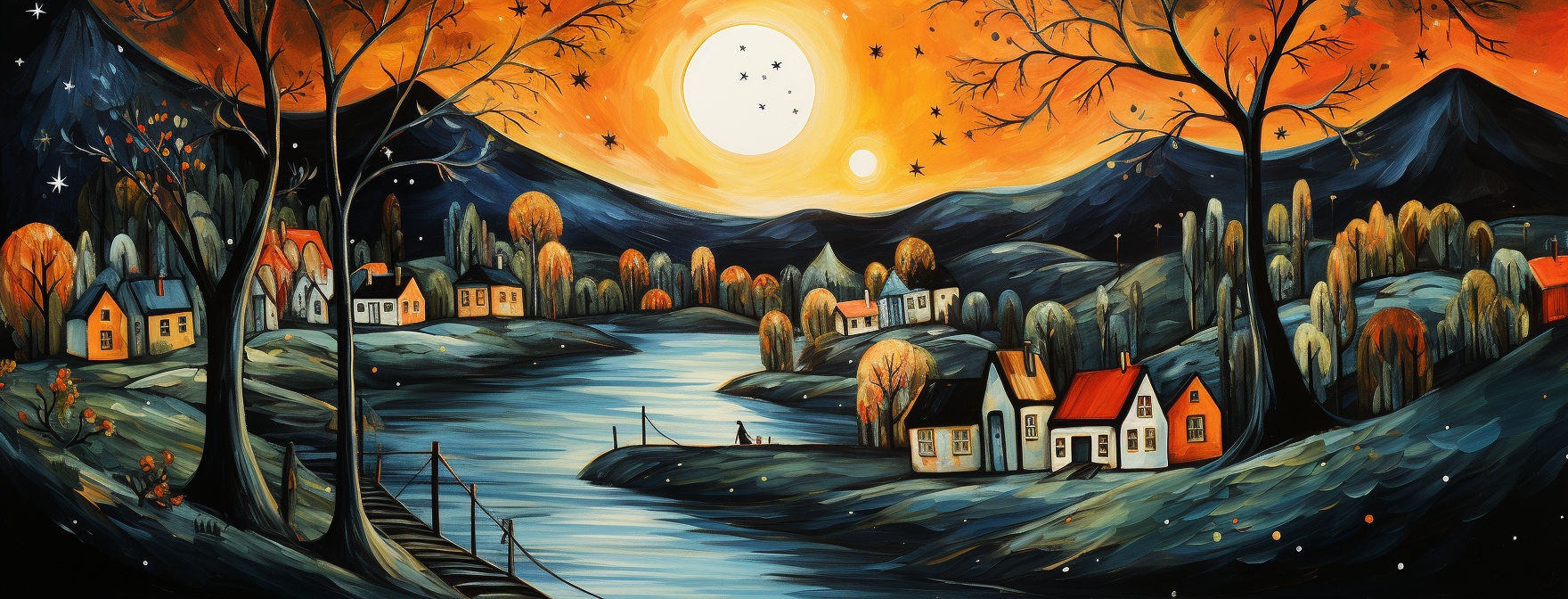 Preview for Painterly Town By The Lake Background