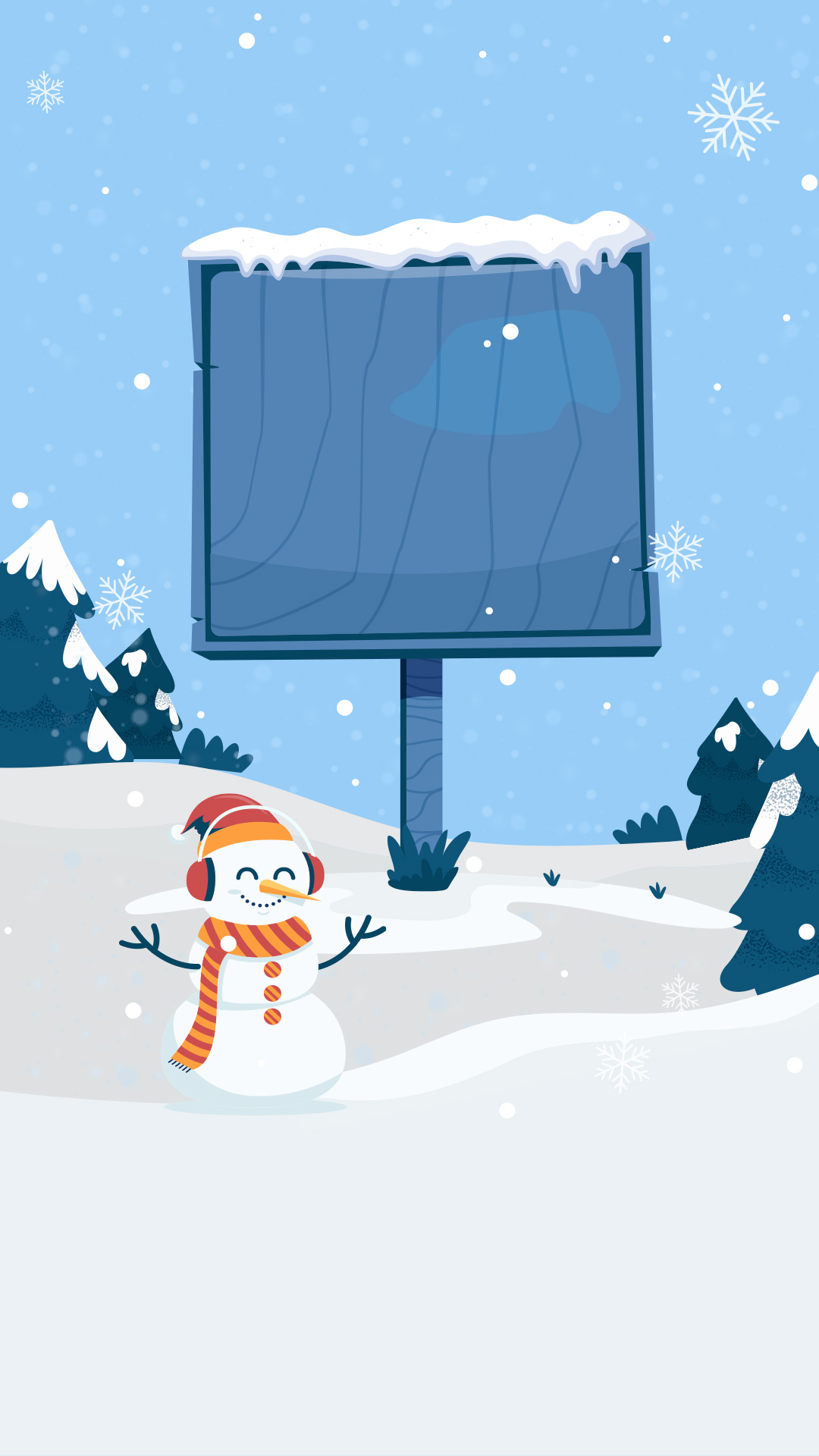 Preview for Snowman-beside-billboard-winter-christmas-background-45419