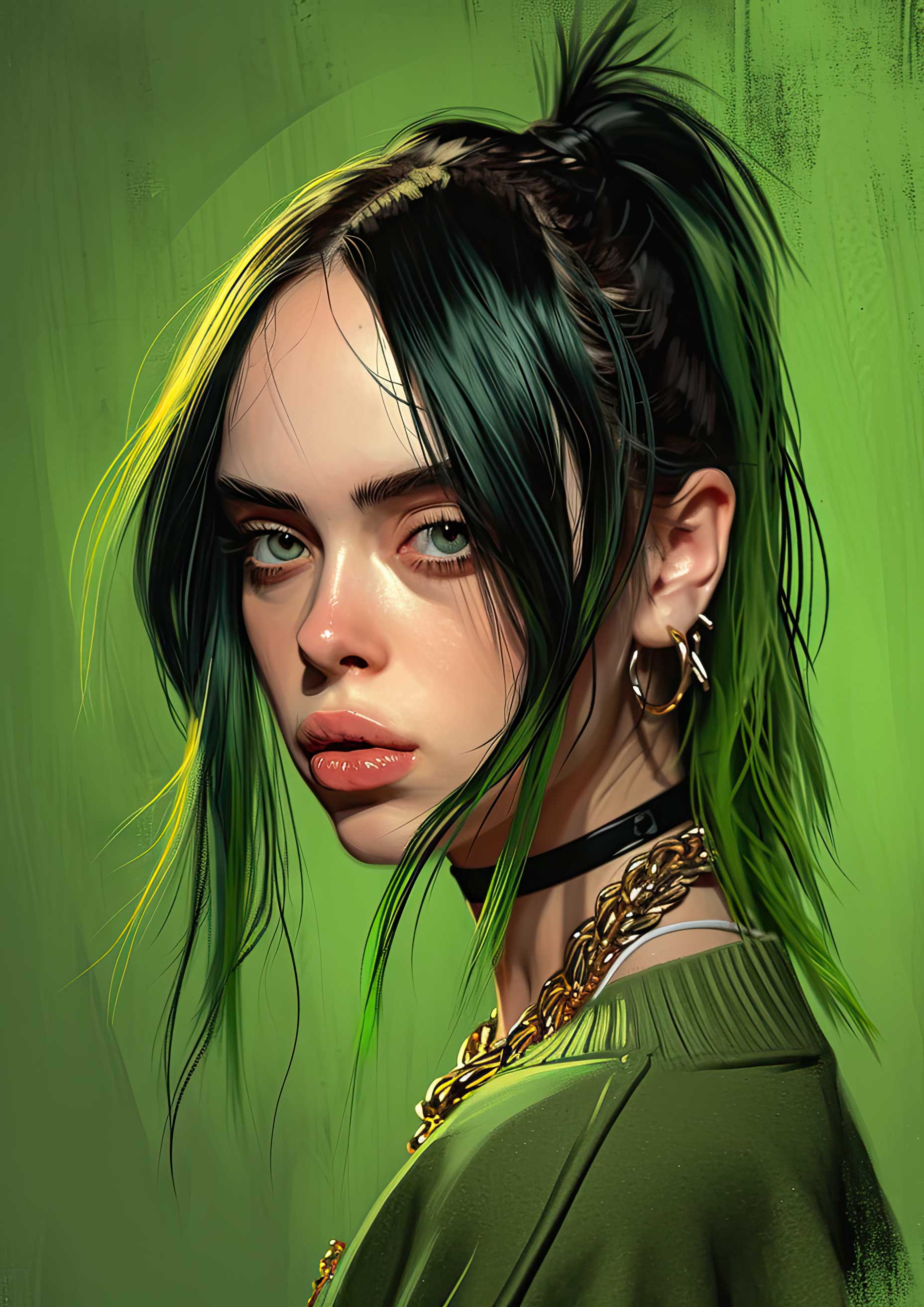 Preview for Billie-eilish-green-portrait-celebrities-background-df136