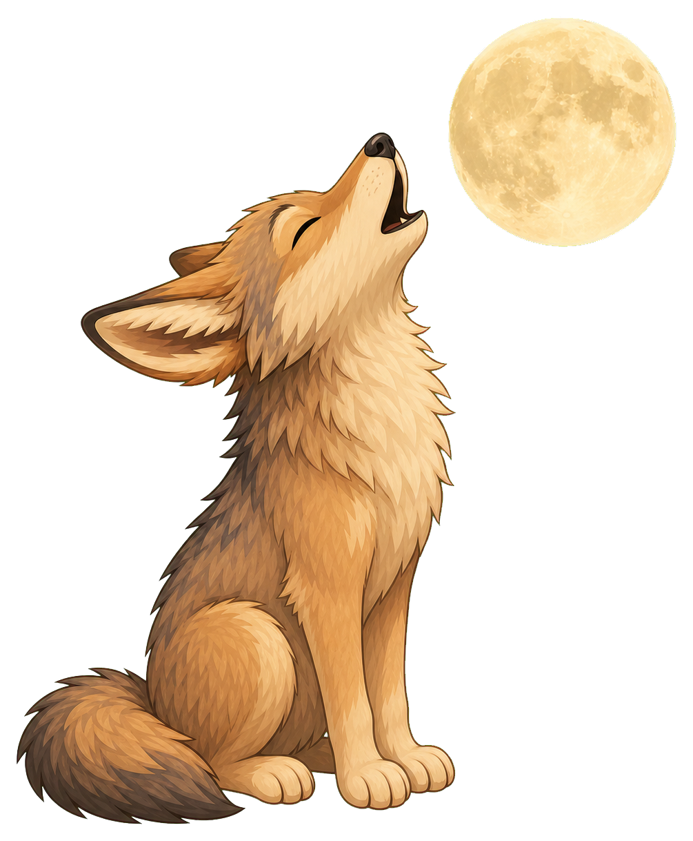 Preview for Coyote With Moon Sticker