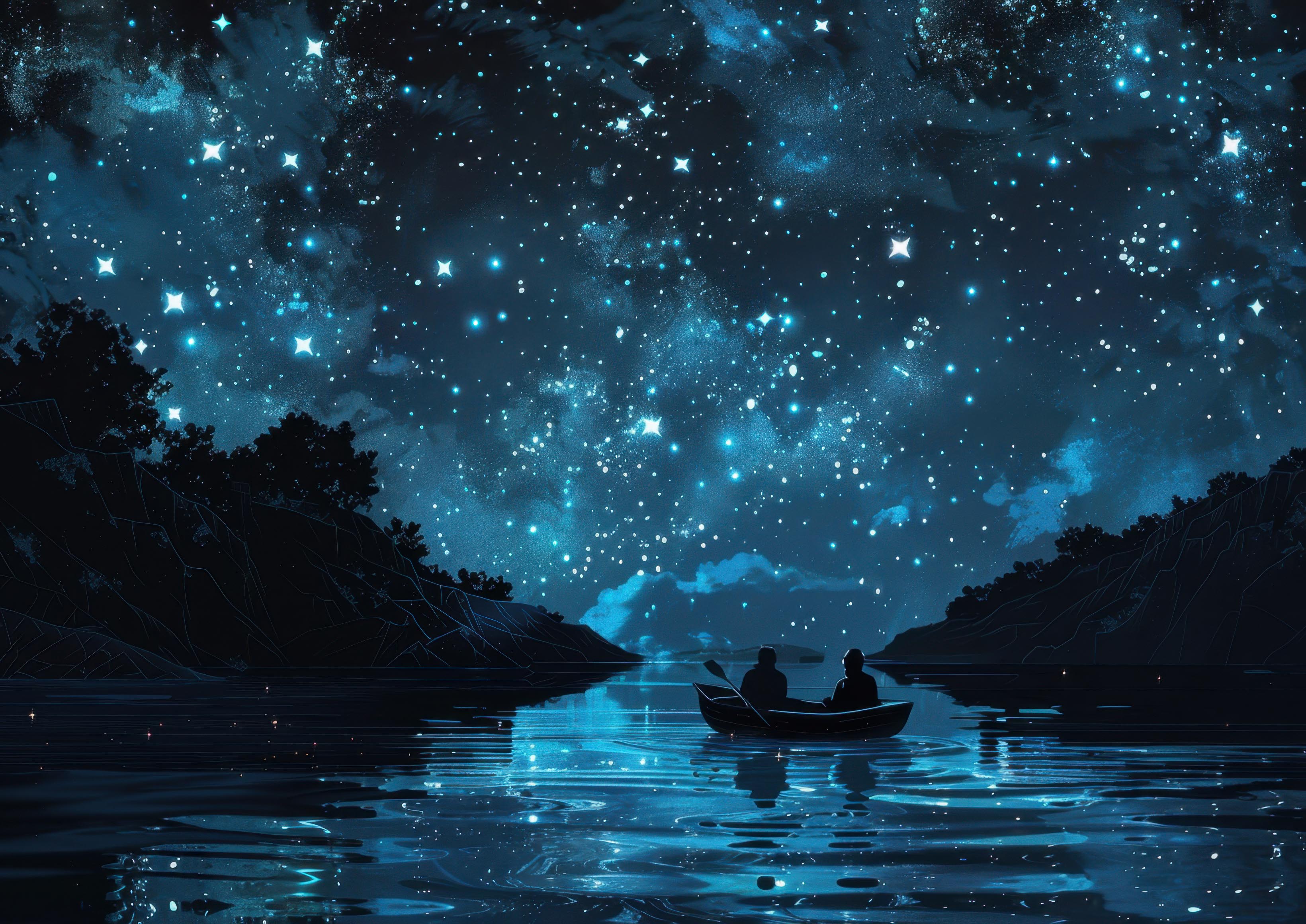 Preview for Serene-night-river-scene-astrophotography-photo-background-66740