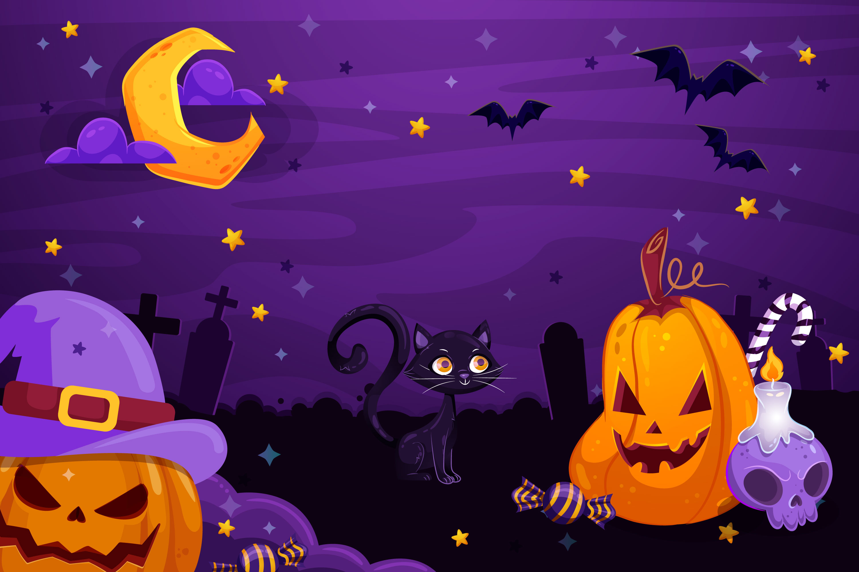 Preview for Halloween-night-cartoon-scene-background-bf384