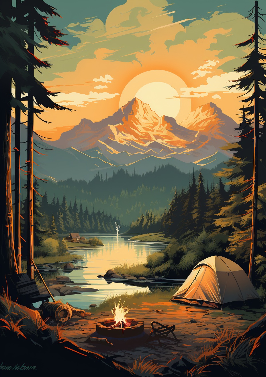 Preview for Vintage Camping Forest Stock Background