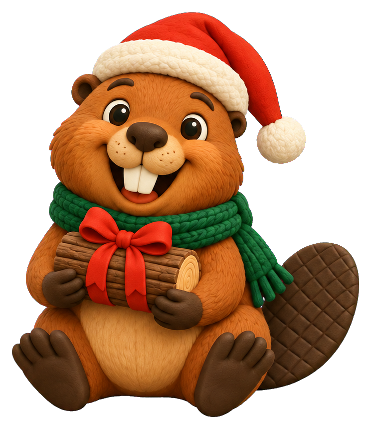 Preview for Christmas Beaver With Ribbon Log