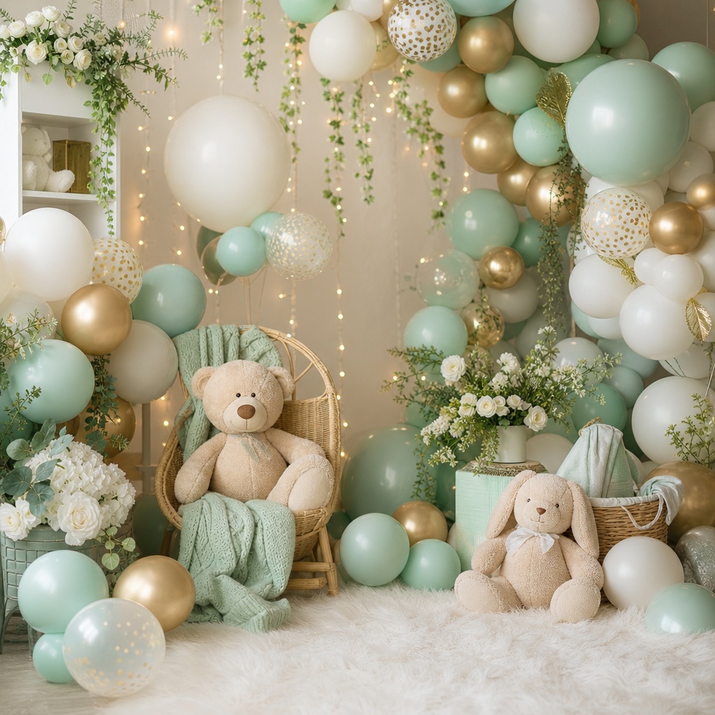 Preview for Mint Baby Shower Balloons Background