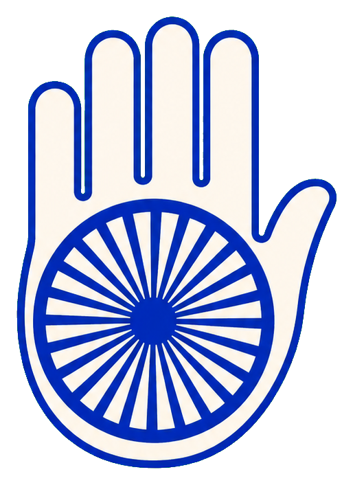 Preview for Blue White Ahimsa Hand Sticker