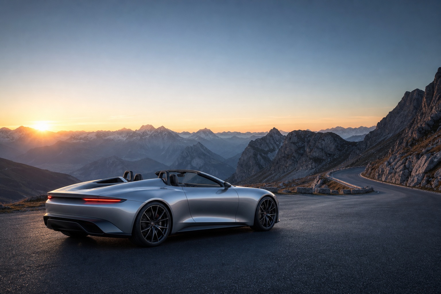 Preview for Futuristic Car Mountain Dawn Background