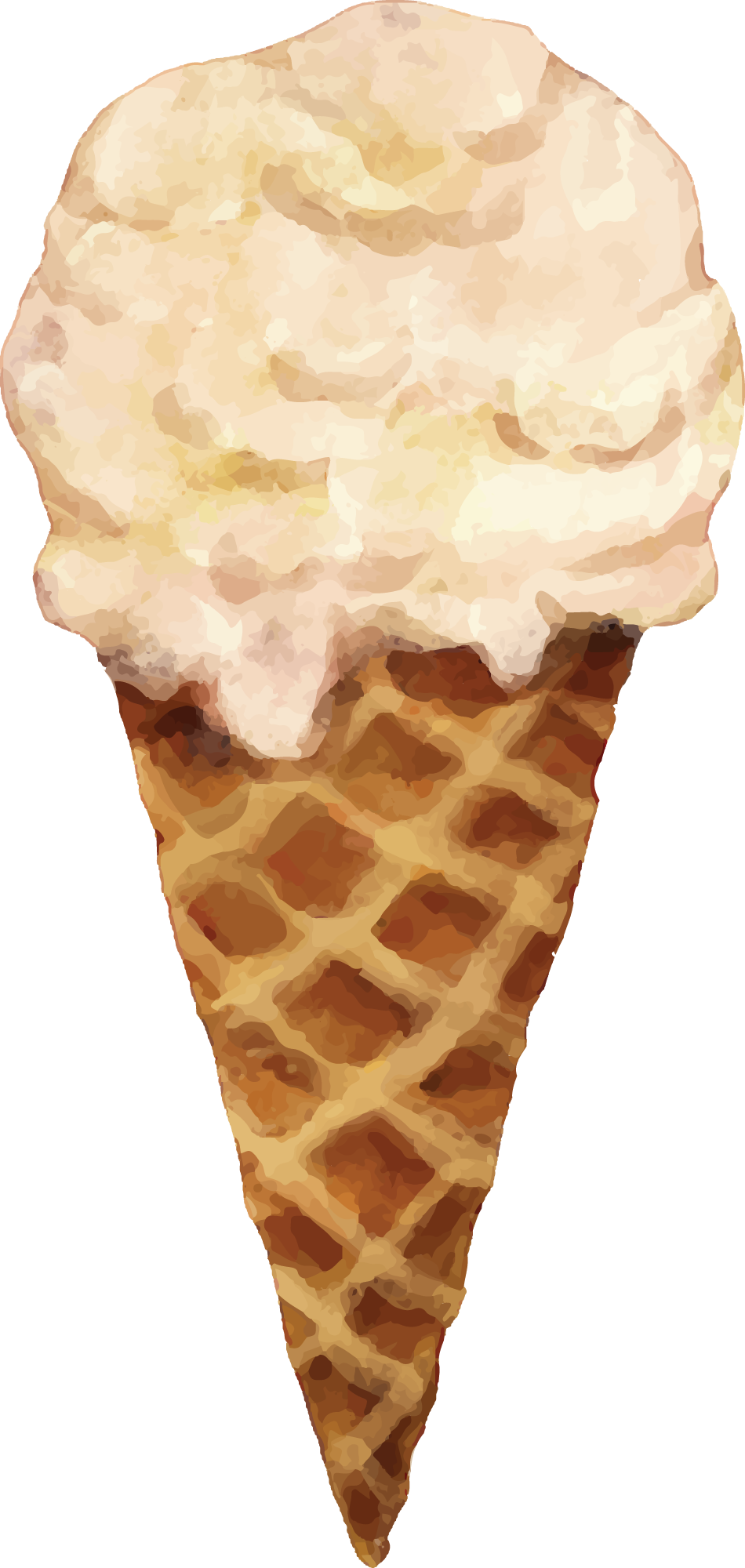 Preview for Vanilla-ice-cream-waffle-cone-summer-watercolor-sticker-6669d