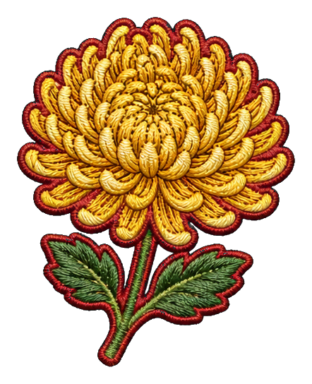 Preview for Golden Chrysanthemum Embroidered Patch Sticker