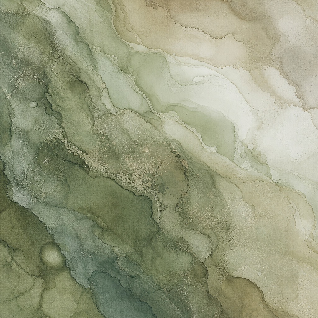 Soft organic abstract background with layered green and beige watercolor-like washes