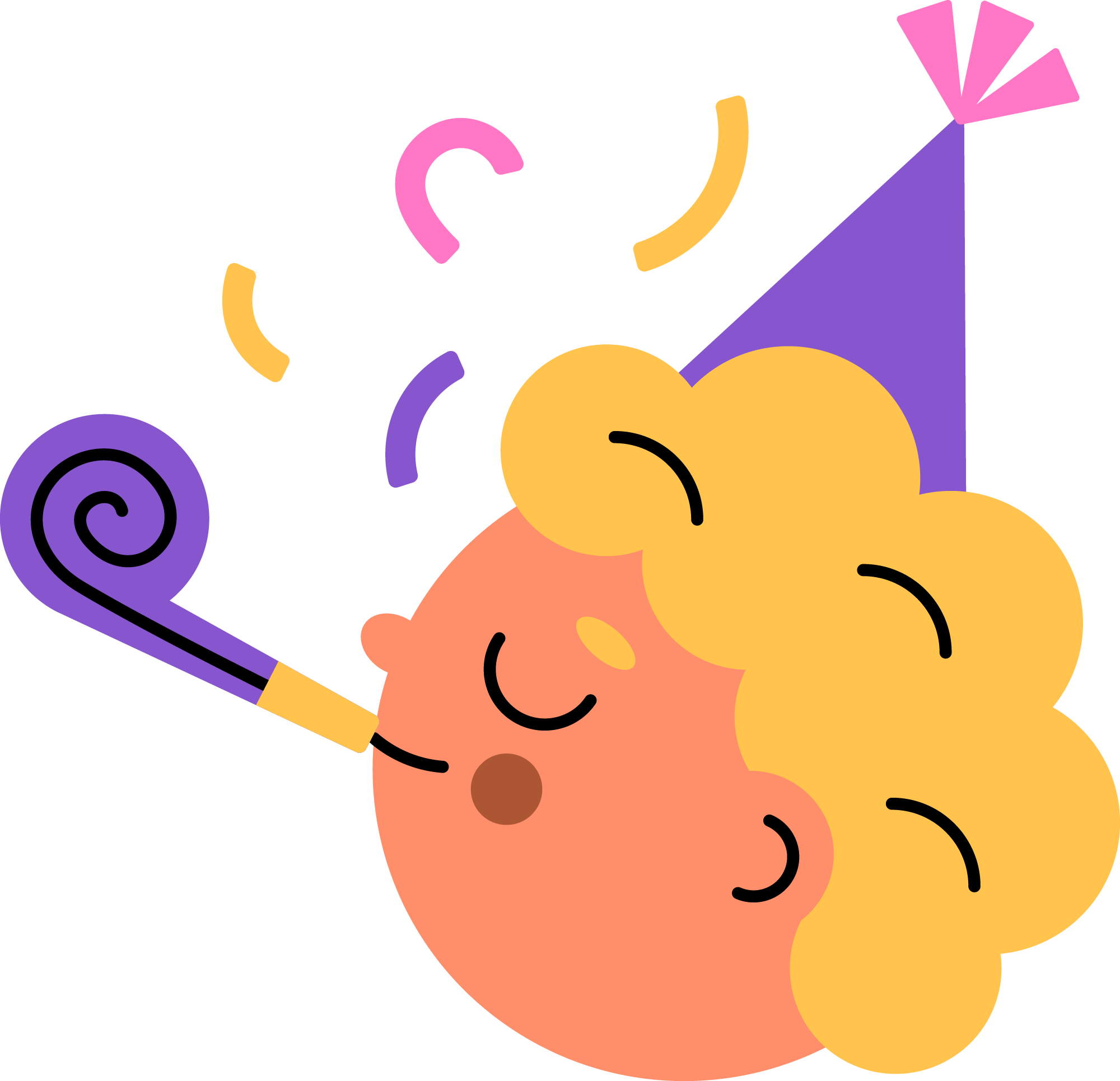 Preview for Cartoon-character-party-hat-sleep-new-year-sticker-8858d