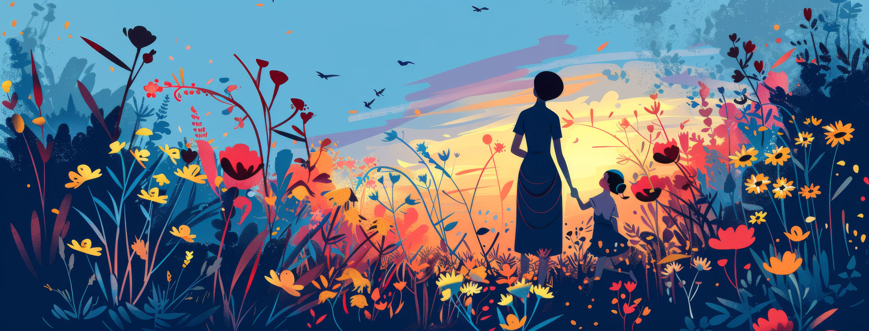 Preview for Mother-child-floral-landscape-mothers-day-background-ff0b9