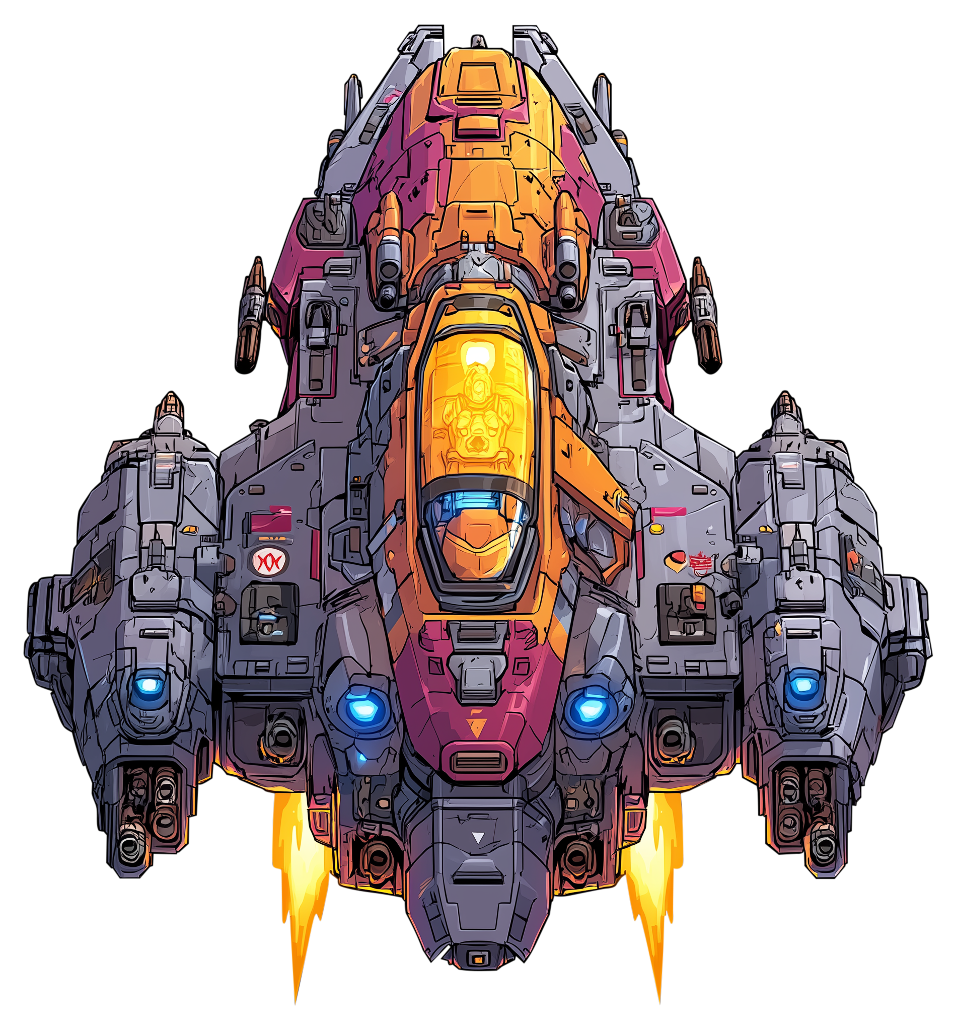 Preview for Futuristic-spaceship-pixel-art-sticker-f636a