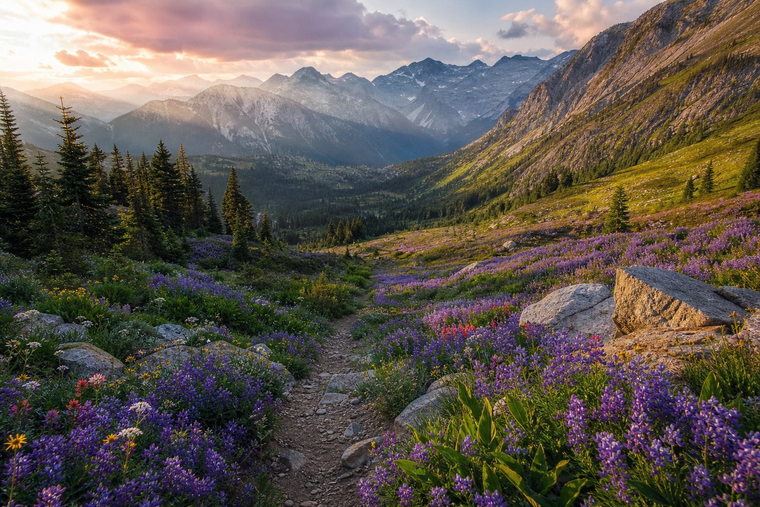 Preview for Alpine Flower Meadow Mountain Background