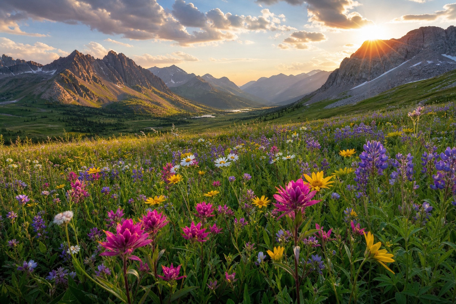 Preview for Alpine Flower Meadow Stock Background