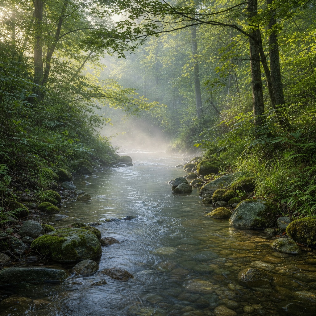 Preview for Misty Woodland Brook Background