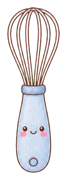 Cute kawaii whisk with a smiling face and pink cheeks.