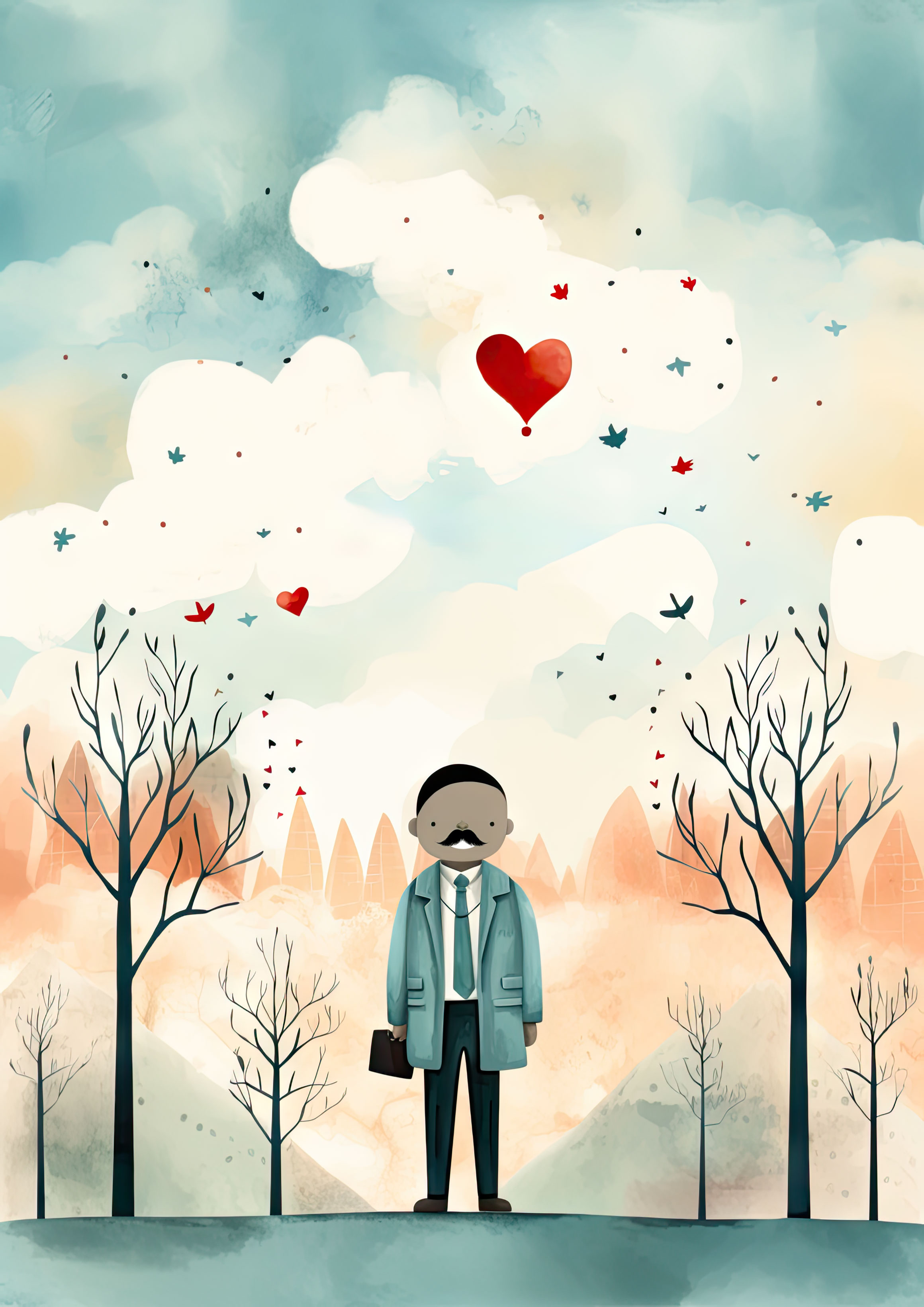 Preview for Man-releasing-heart-balloon-mlk-background-8e37d