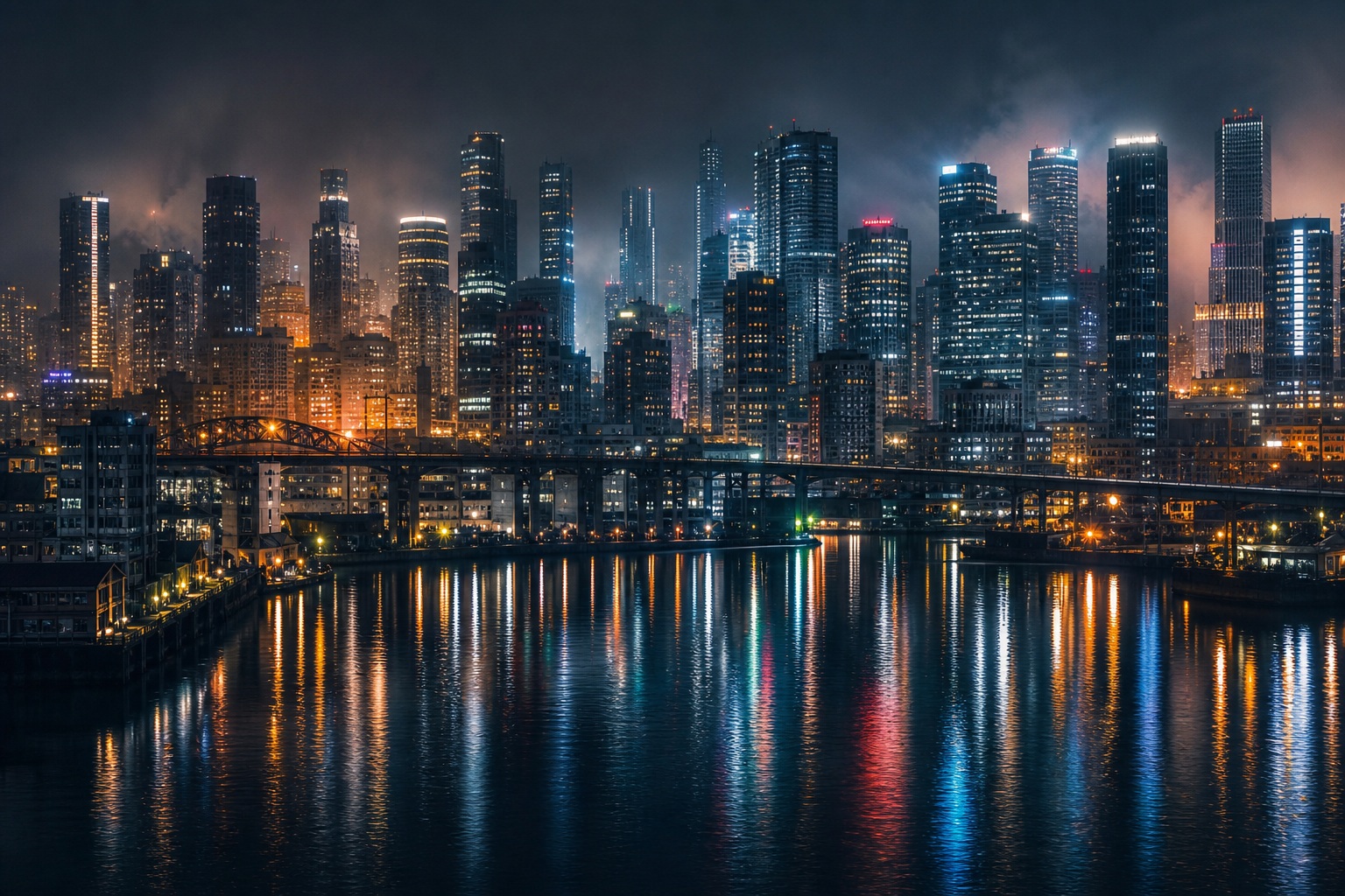 Preview for Glowing Harbor City Night Background