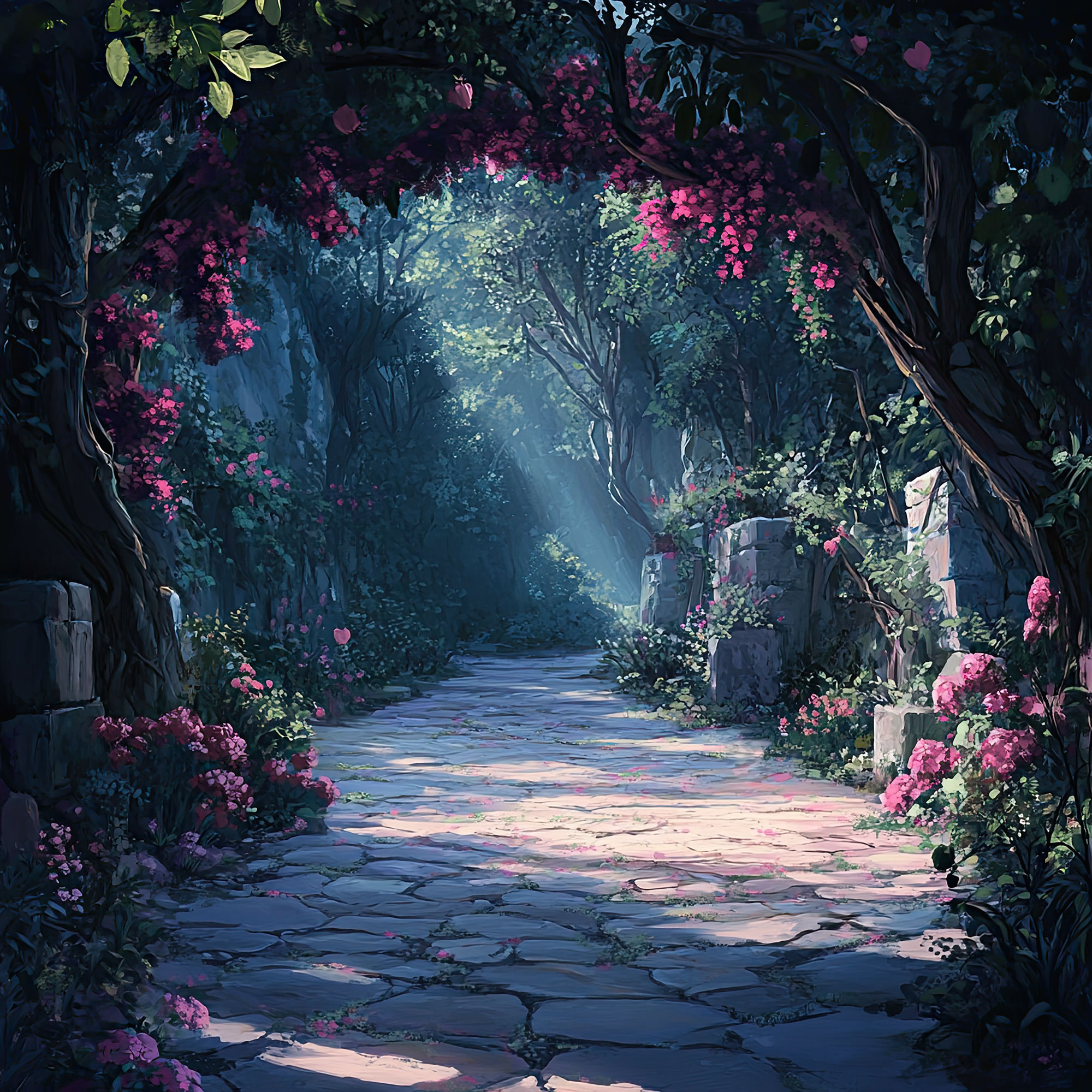 Preview for Serene-garden-pathway-spooky-backdrop-background-201b0