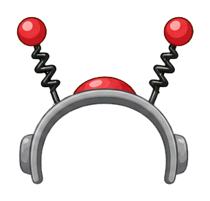 Gray headband with red antenna tips and red circular ends on top