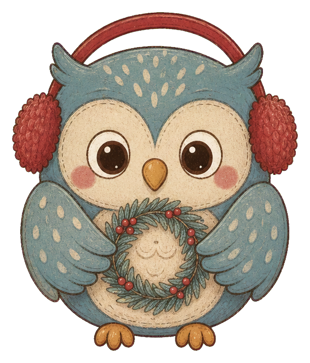 Preview for Dusty Blue Christmas Owl Sticker